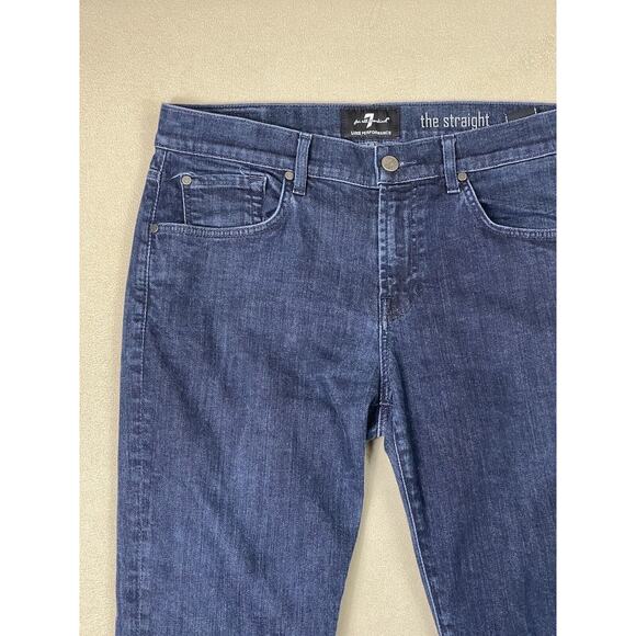 7 For All Mankind Jeans Mens 33 Blue The Straight Denim Casual Workwear Adult - Picture 2 of 14